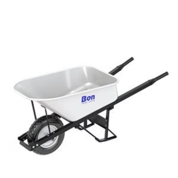 Steel Tray Wheelbarrow with Leg Stabilizer - 6 CU Feet - Single Flat Free Tire - Steel Handle, Bon Tool, Mfr#: 34-265
